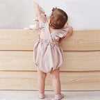Personalized Cotton Linen Baby Romper | Custom Name Embroidery