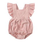 Personalized Cotton Linen Baby Romper | Custom Name Embroidery