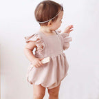 Personalized Cotton Linen Baby Romper | Custom Name Embroidery