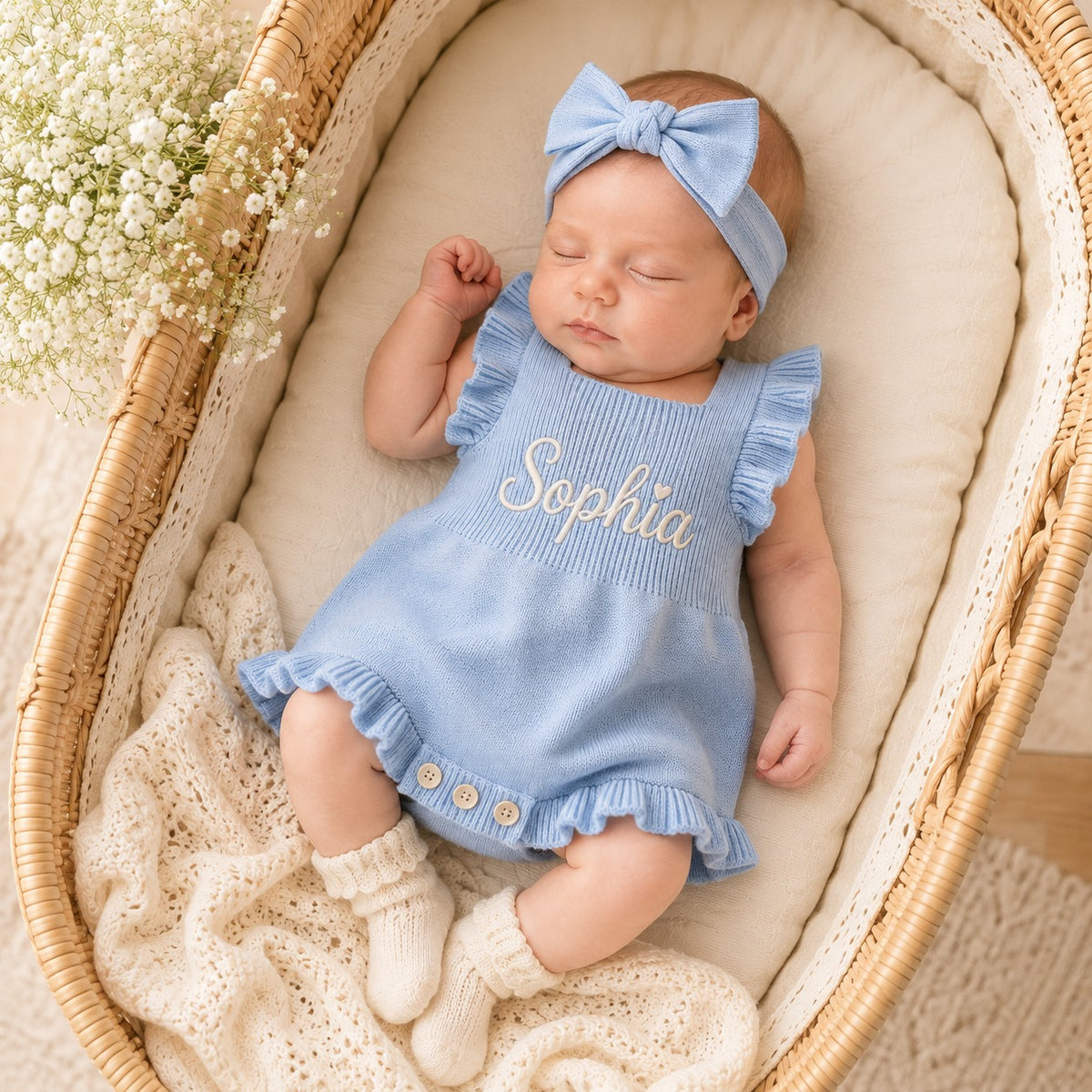Personalized Baby Romper Dress | Custom Name Embroidered Baby Outfit