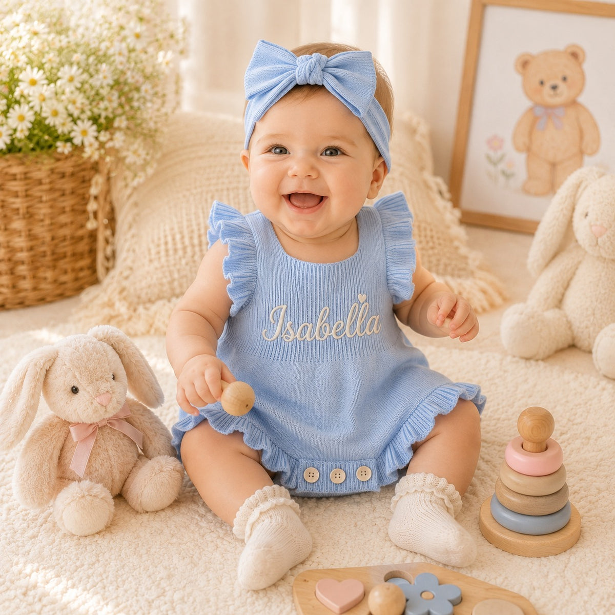 Personalized Baby Romper Dress | Custom Name Embroidered Baby Outfit